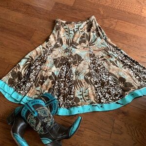 Bohemian Mixed Floral Print Skirt Whimsigoth‎ Festival